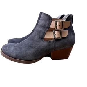 Korks By Korks Ankle Boots Women's 8 Brown Gray Suede Double Buckle